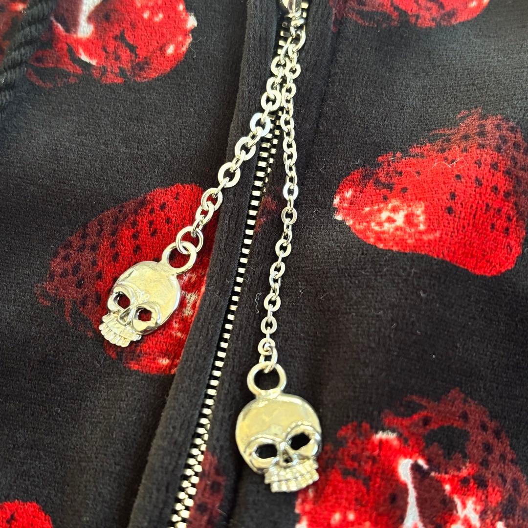 【新品未使用タグ付き】ヒステリックグラマー スカルベリー総柄 ベロアパーカー