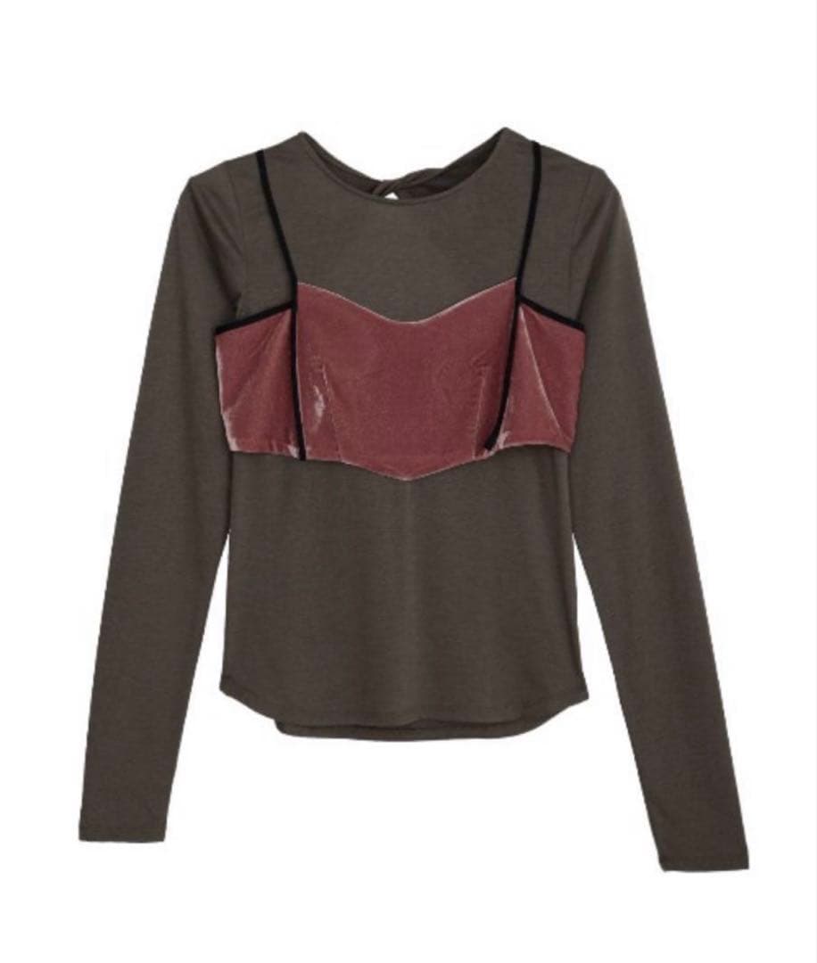 トップス Ameri VELOUR BRA SET CUT TOP