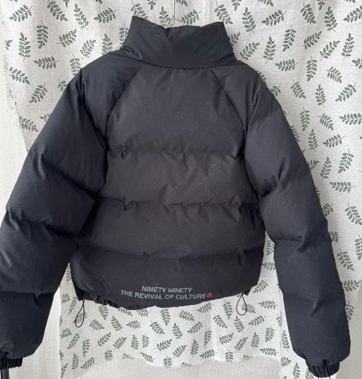 9090 90 Logo Rich Puffer Jacket 黒 ブラック L