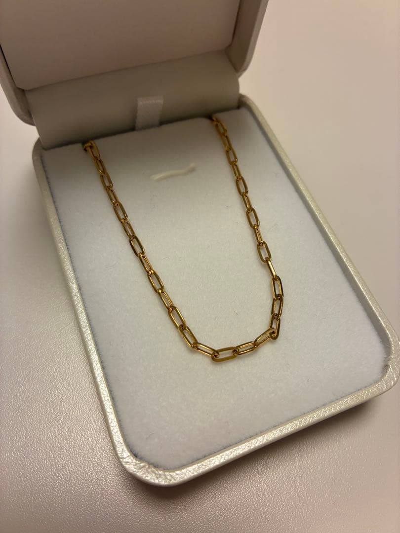 K18YGペーパークリップチェーンネックレス幅2.7㎜全長50㎝