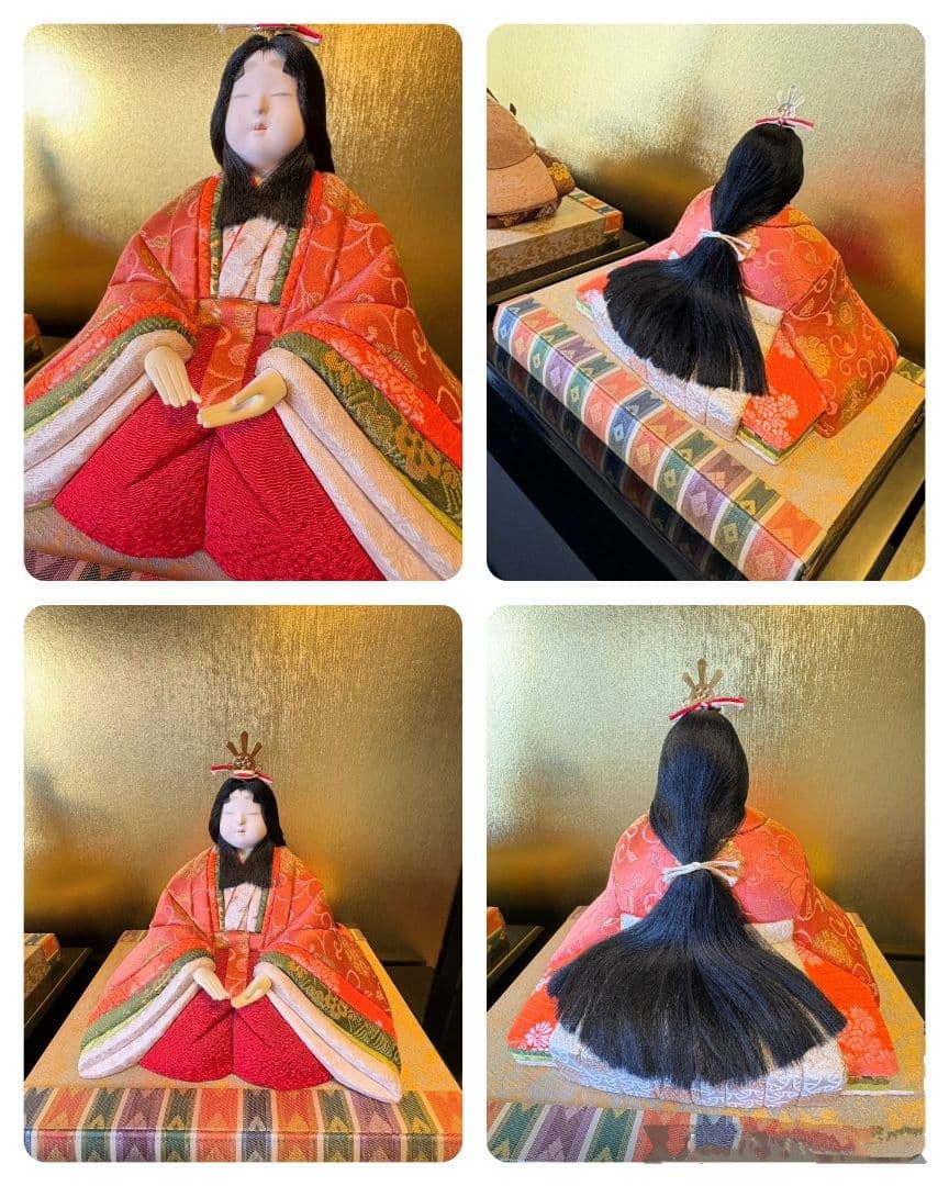 【真多呂作】男雛 女雛 セット/金屏風・飾台・台座・丸貝桶付き/送料無料