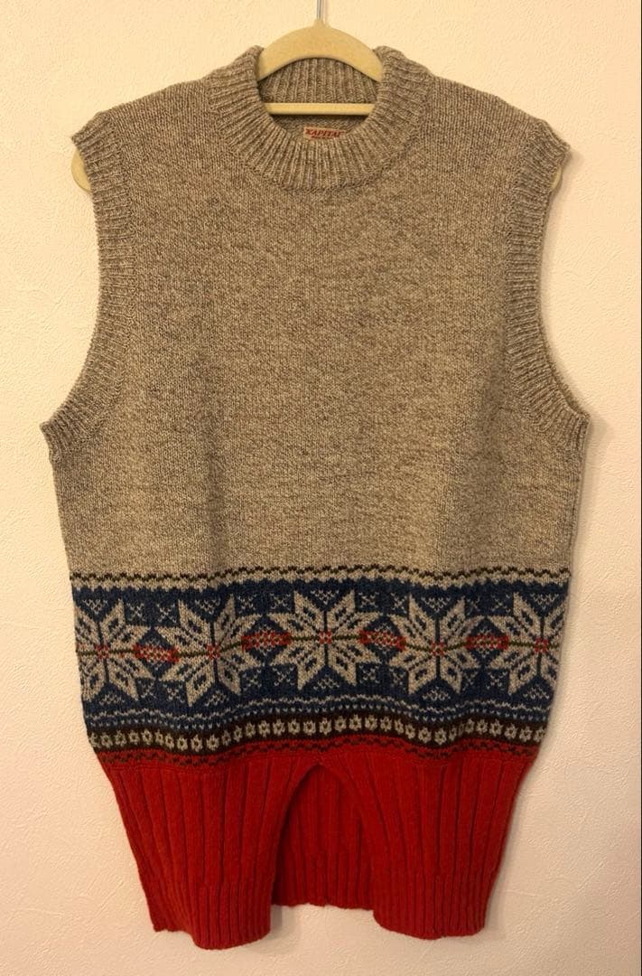 KAPITAL ノルディック柄 ベスト ベージュ、赤　新品未使用