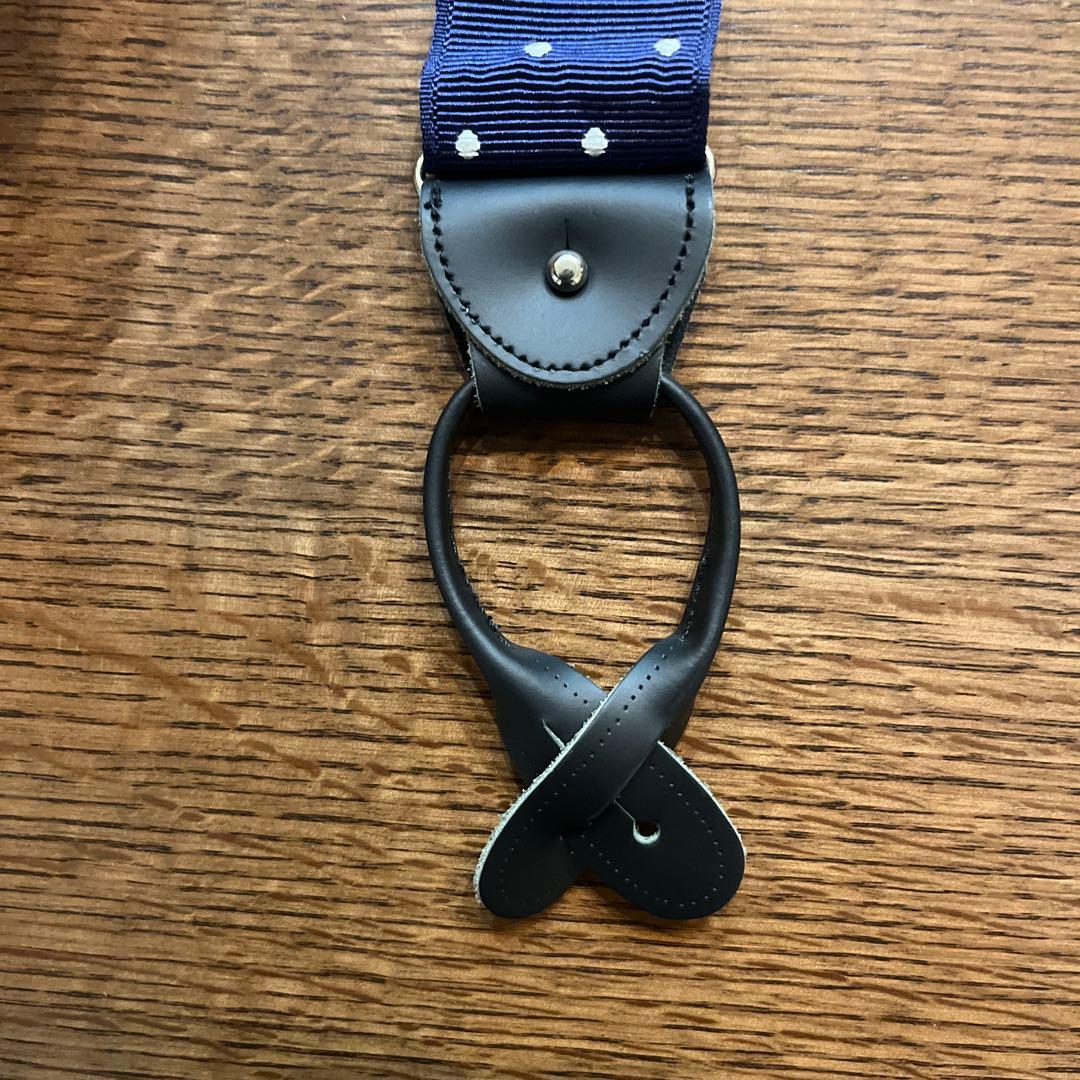 【高級ライン】 THURSTON ネイビー ドットサスペンダー