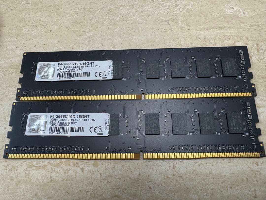 G.SKILL DDR4-2666 16GB メモリ　動作確認済み