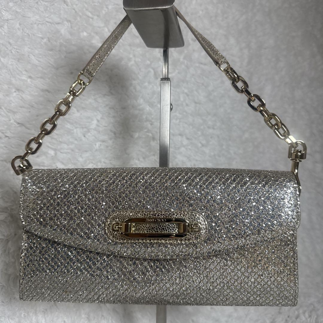 JIMMY CHOO シルバー ゴールド　パーティーバッグ　2way ラメ