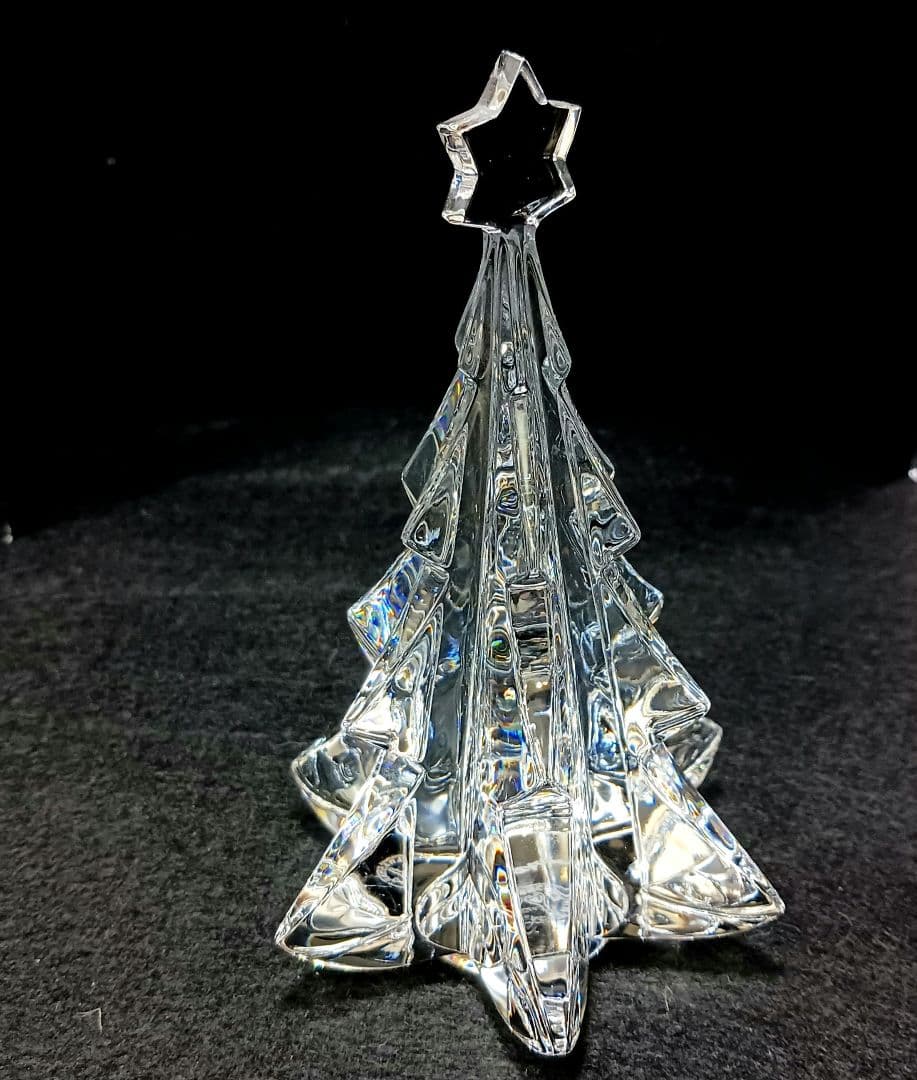 Y2799-2 バカラ クリスマスオーナメント ツリー 置物 高さ13.5㎝