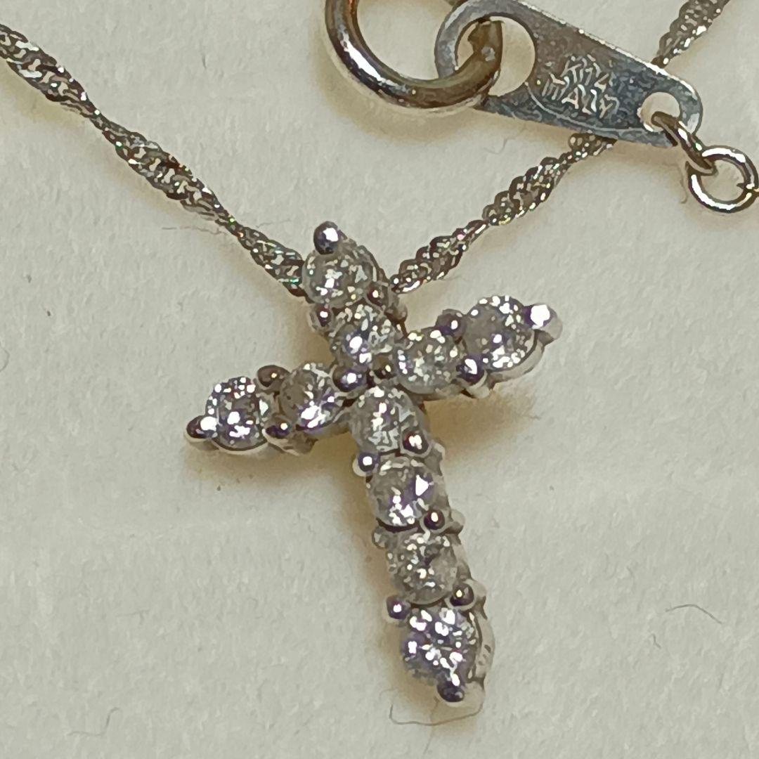 k14 WG ダイヤモンド　クロスネックレス