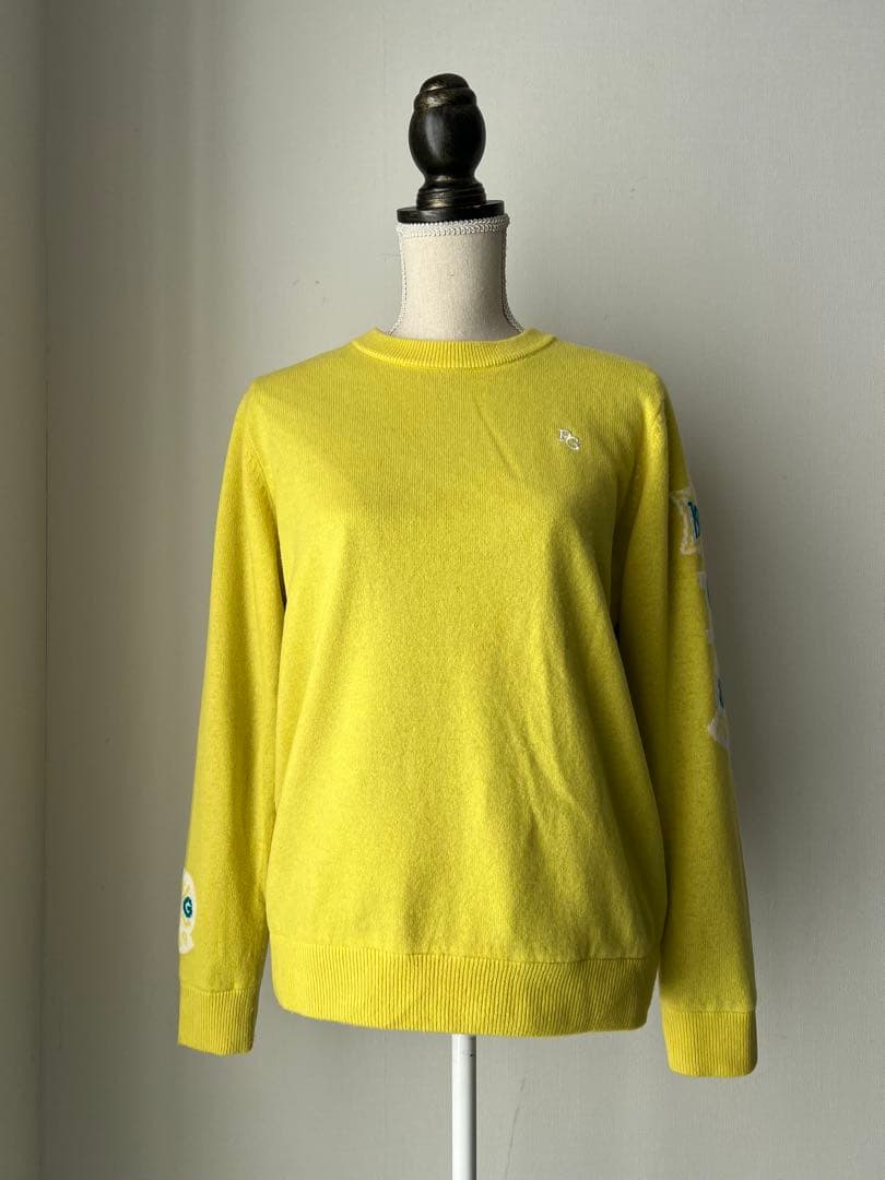 パーリーゲイツ　グリーンイエローカシミア　ディアプレックスセーター