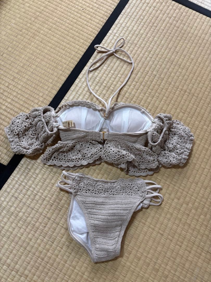 rienda Many way オフショルクロシェバンドゥ ビキニ　ベージュ　S