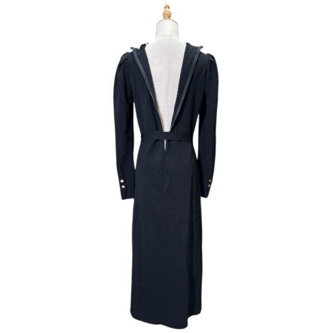 エポカ レーヨンストレッチ ベルト付 ニット ドレス ワンピース L 黒