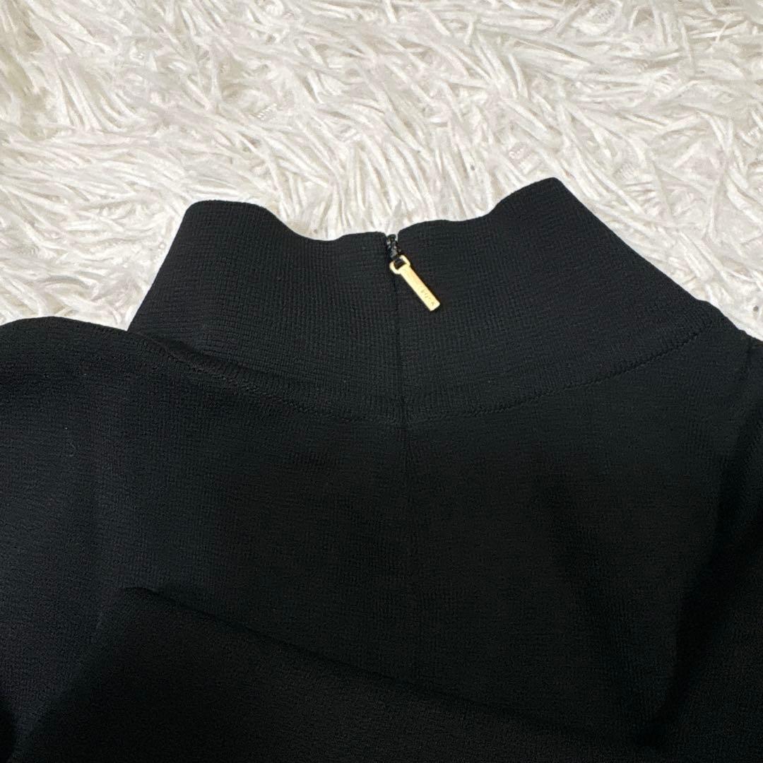 エポカ レーヨンストレッチ ベルト付 ニット ドレス ワンピース L 黒