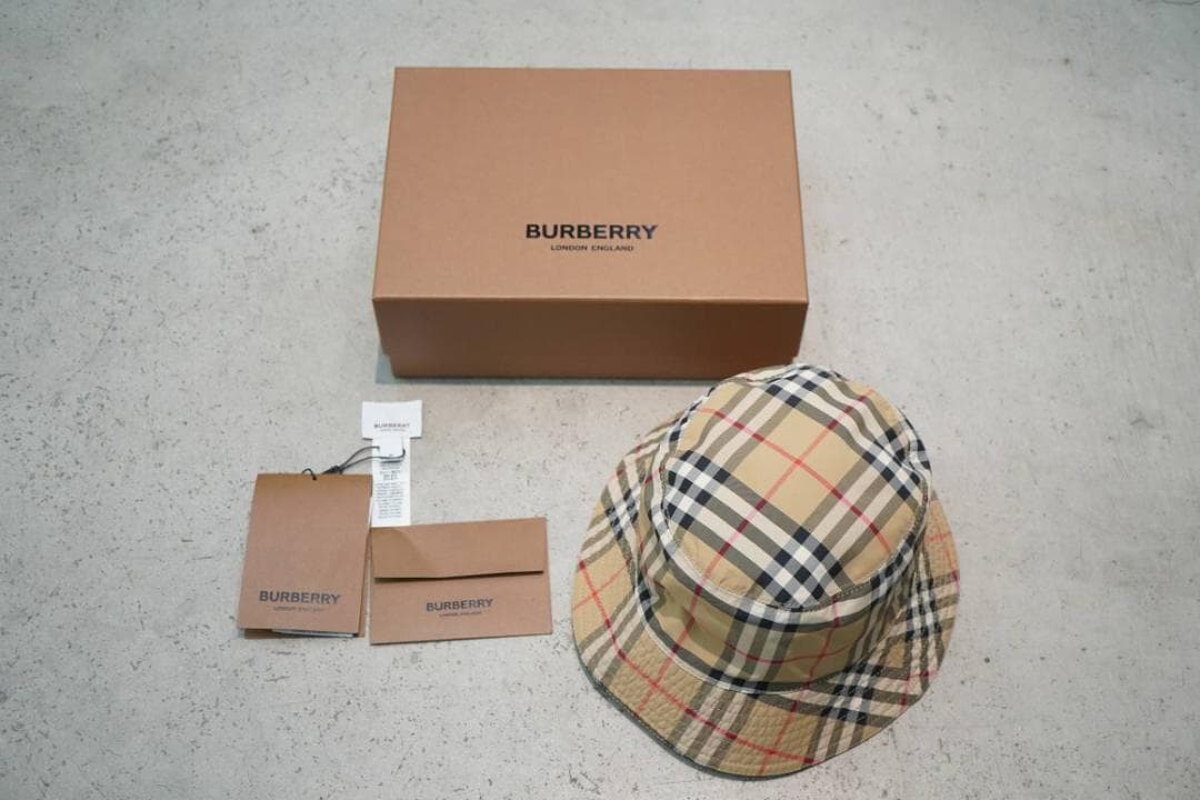 美品 BURBERRY リバーシブル チェック バケット ハット 908P▲