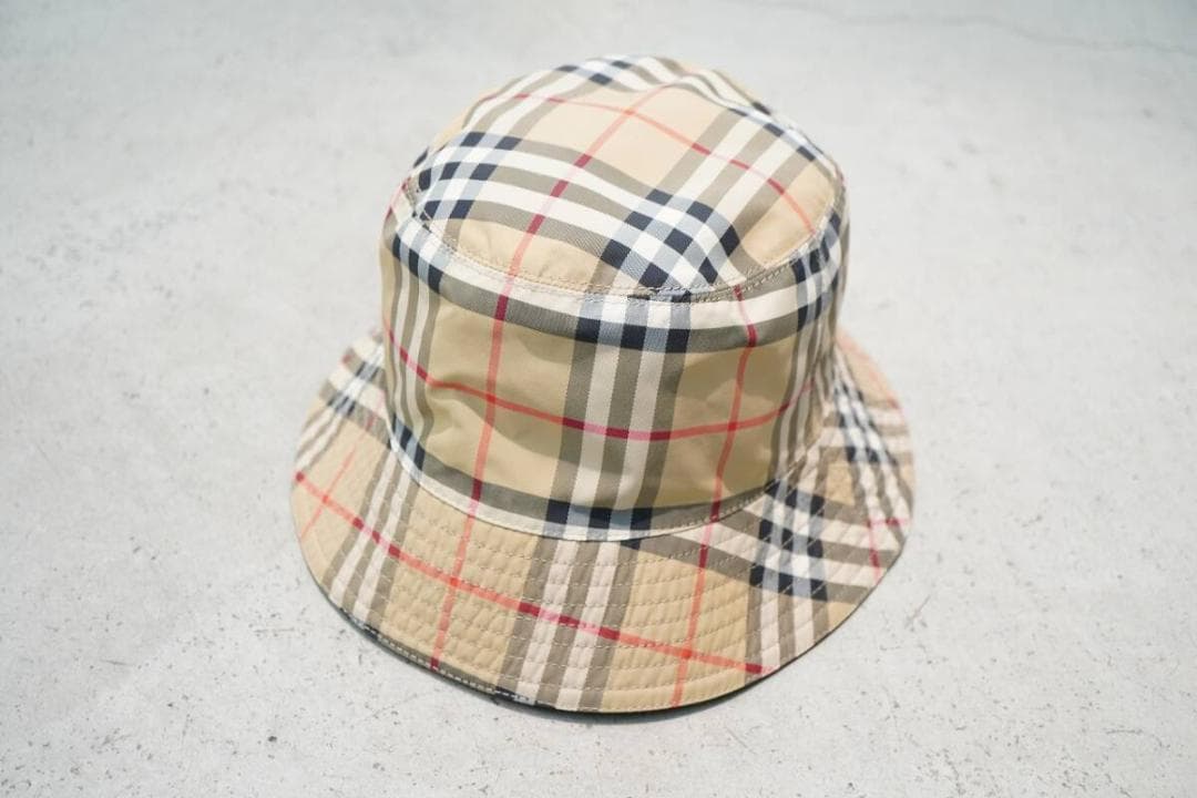美品 BURBERRY リバーシブル チェック バケット ハット 908P▲