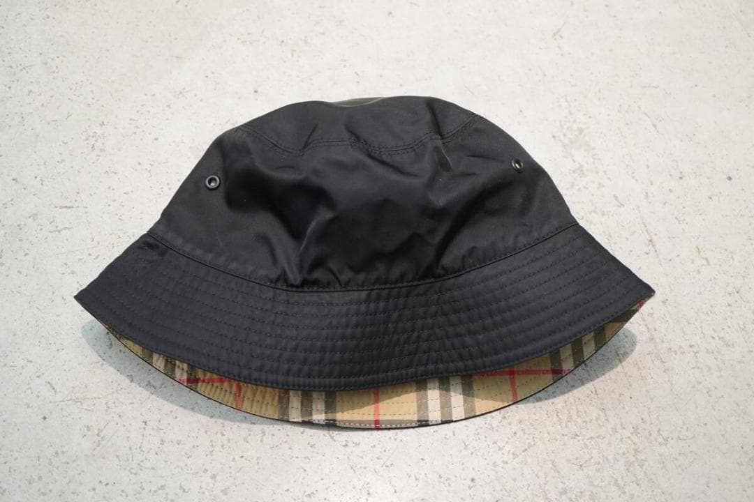 美品 BURBERRY リバーシブル チェック バケット ハット 908P▲