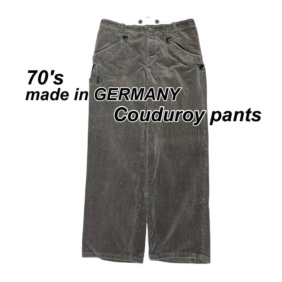 ドイツ製 古着 70's 太畝 コーデュロイ パンツ 墨黒