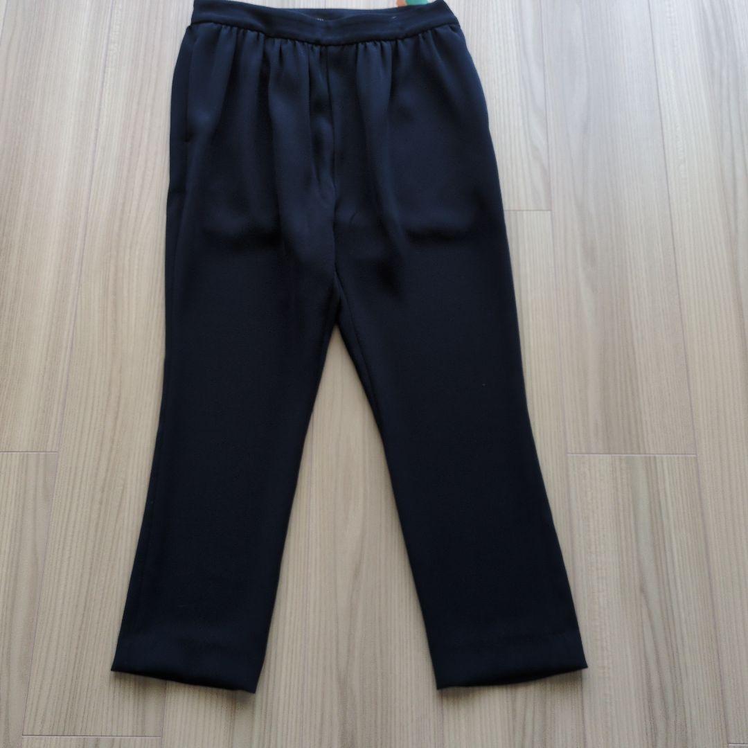 ヨーコチャン ハイウェストギャザーパンツ 36 ネイビー
