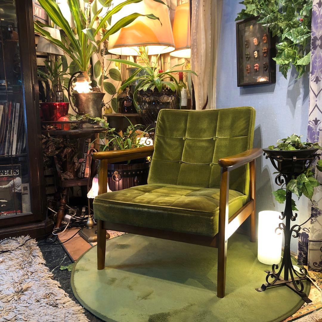 き*)様 ヴィンテージ カリモク６０　1シーター チェア　ソファ　モケットグリー