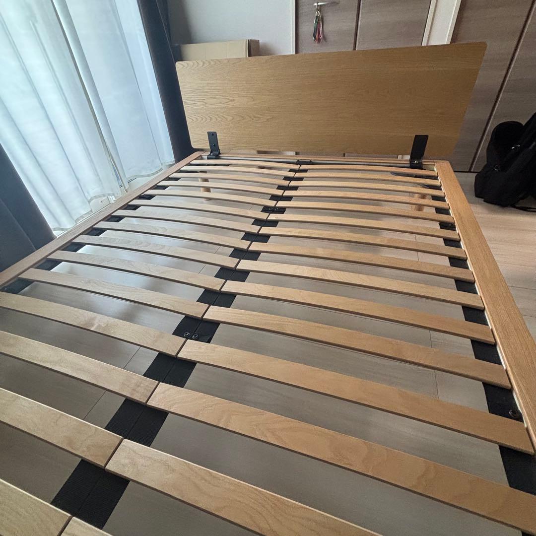 【みゆ】無印　木製ベッドフレーム　ダブル　オーク