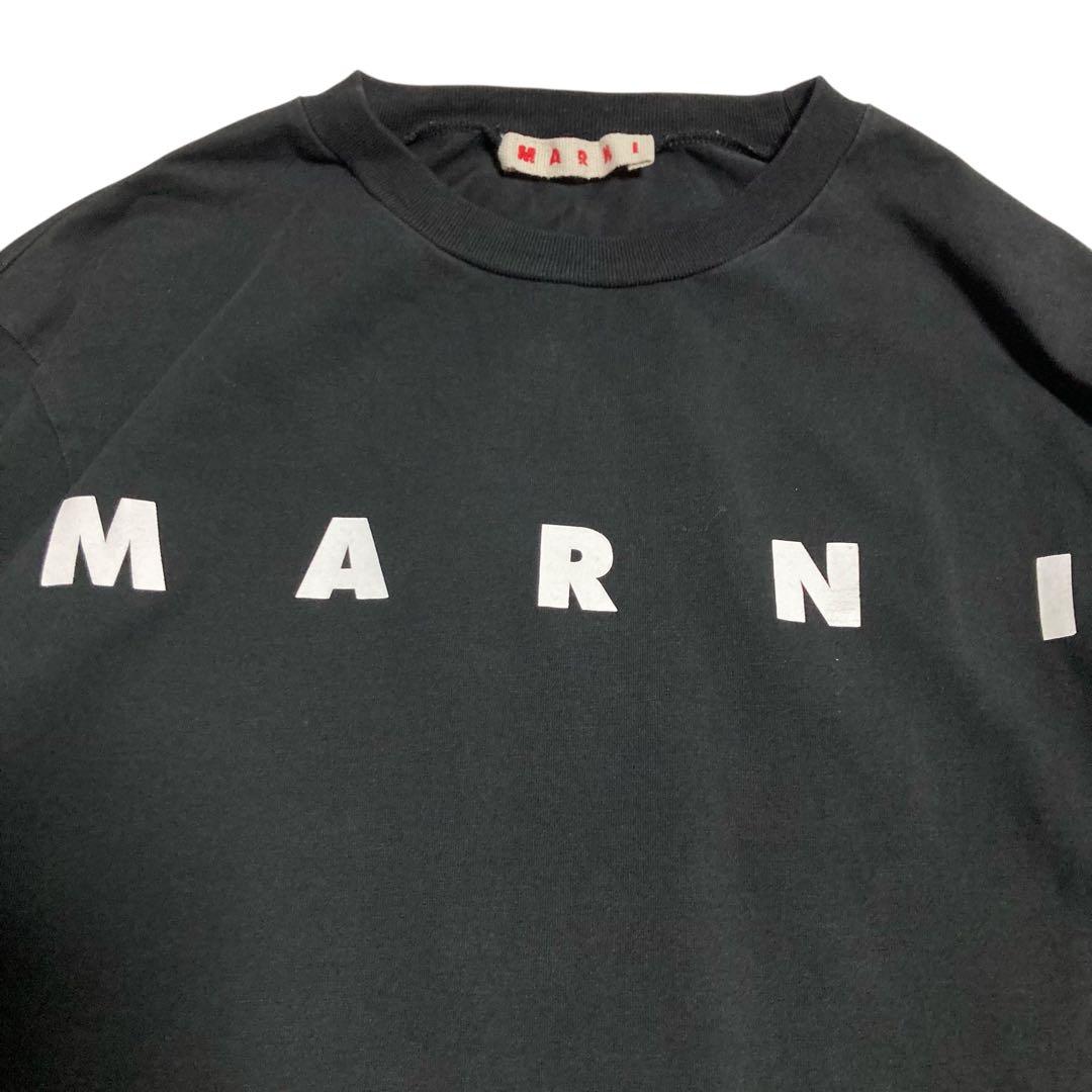 マルニ★MARNI ロゴ ロングスリーブT バイカラー カットソー ブラック M
