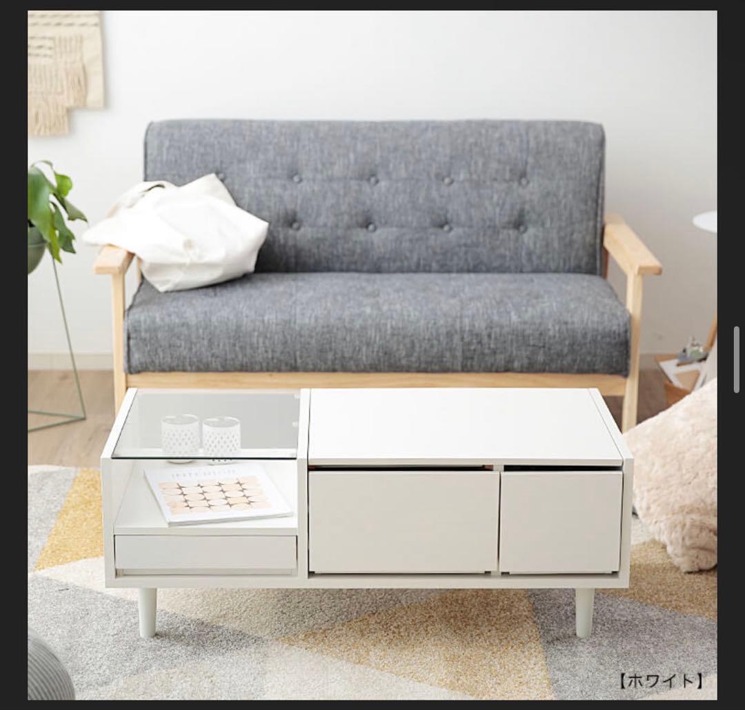 LOWYA ドレッサー ローテーブル 収納付き ミラー付き