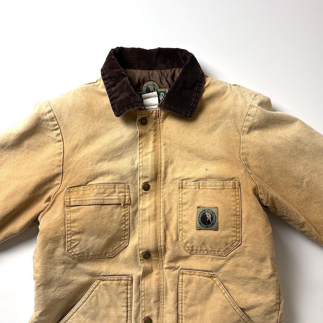 チョアコート ダックジャケット ブラウン S 襟コーデュロイ カバーオール