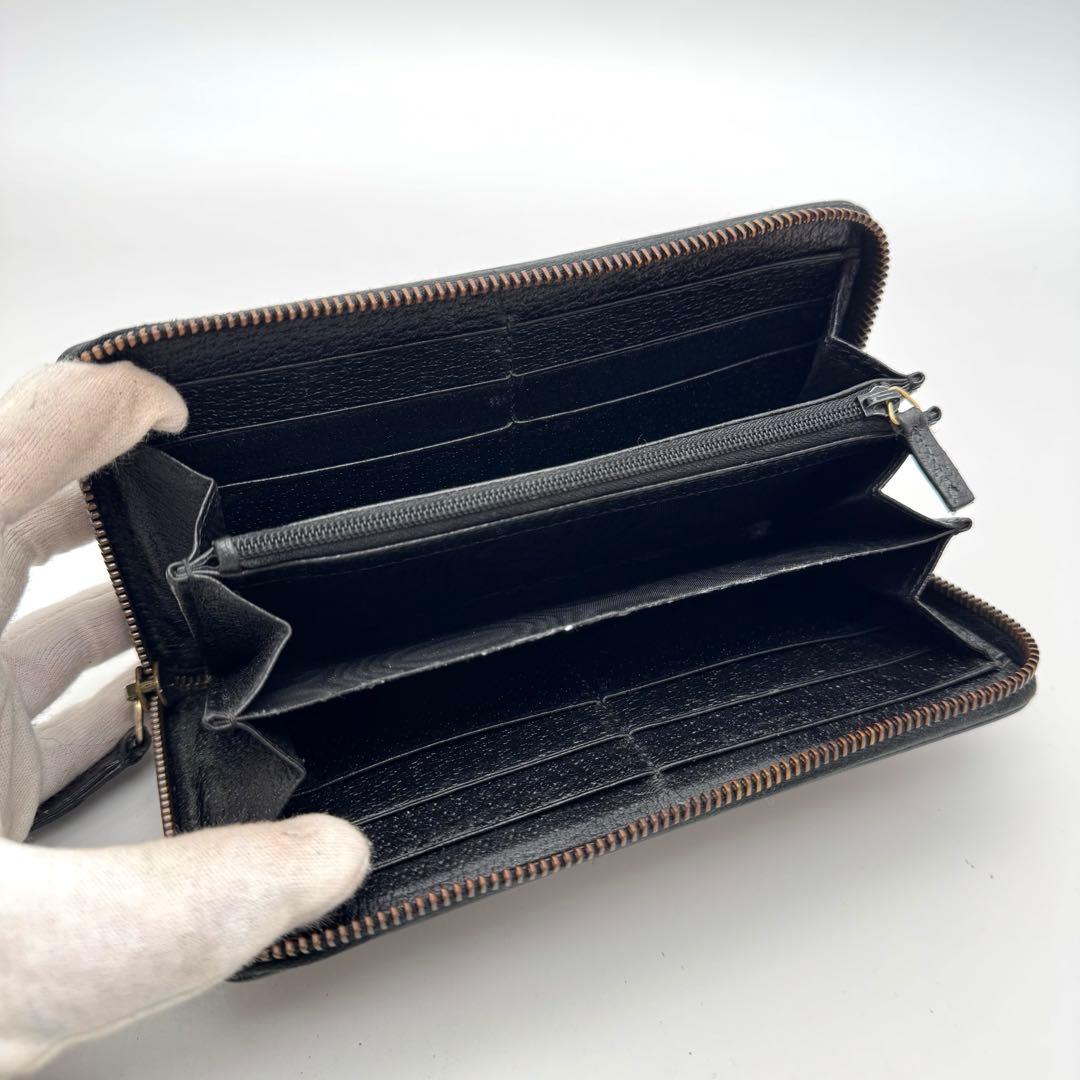 【美品・箱・袋付き】グッチ　アニマリエ　長財布　黒　ラウンドファスナー　蜂　ビー