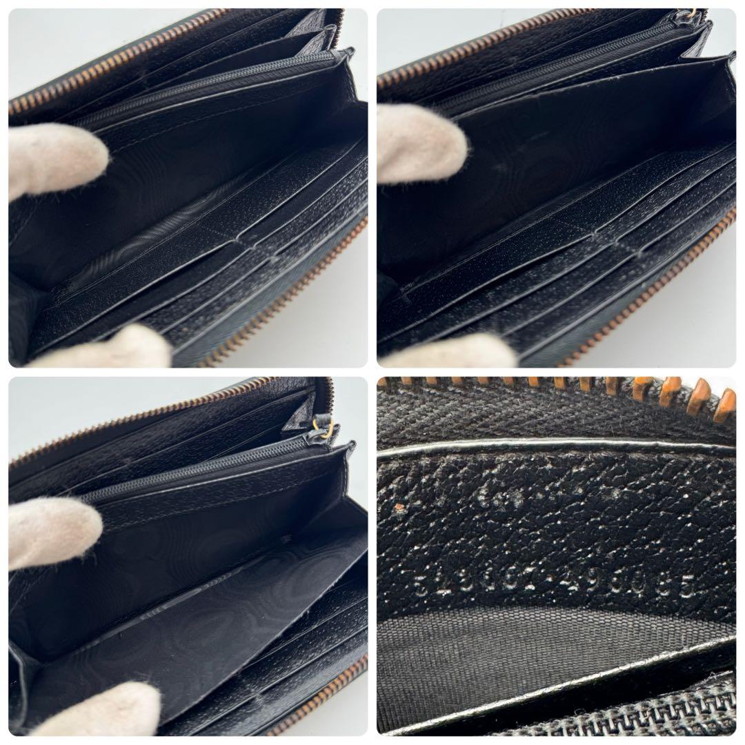 【美品・箱・袋付き】グッチ　アニマリエ　長財布　黒　ラウンドファスナー　蜂　ビー