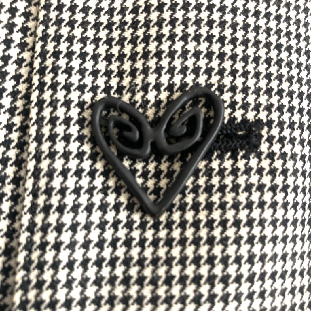 アルベロベロ テーラードジャケット 千鳥格子 刺繍 ハート アシンメトリー 黒