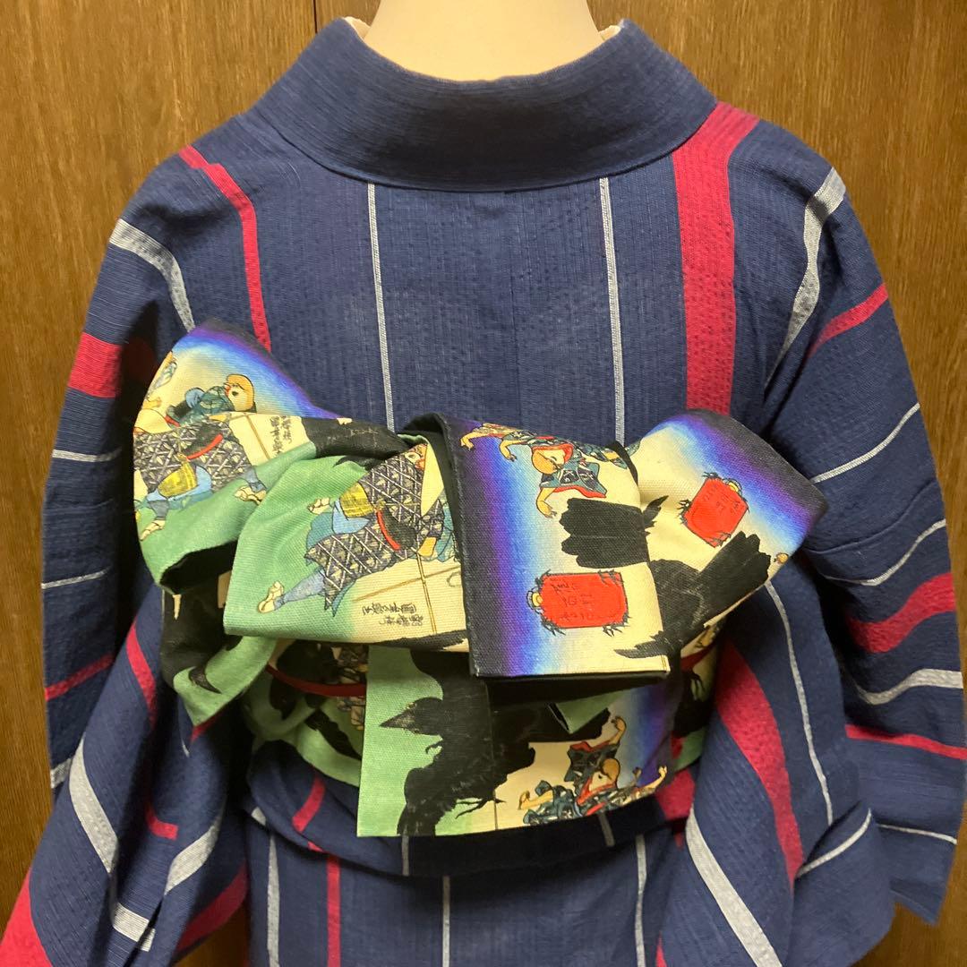 しじら　阿波しじら　しじら織　浴衣　夏着物　洗える着物　単衣　着丈155 裄67