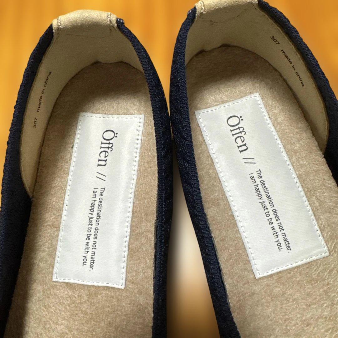 Öffen pointed-frin NAVY 40 フリルパンプスオッフェン