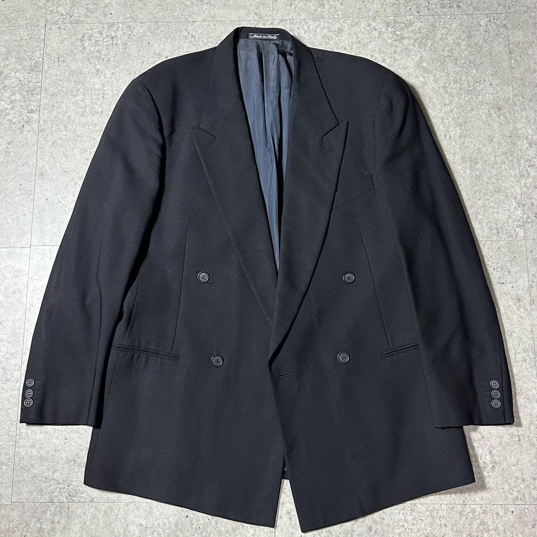 90s Giorgio Armani ウール ダブル テーラードジャケット 黒