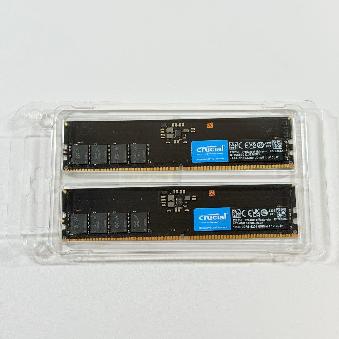 【新品未開封】Crucial DDR5-5200 32GBメモリ（16GBx2）