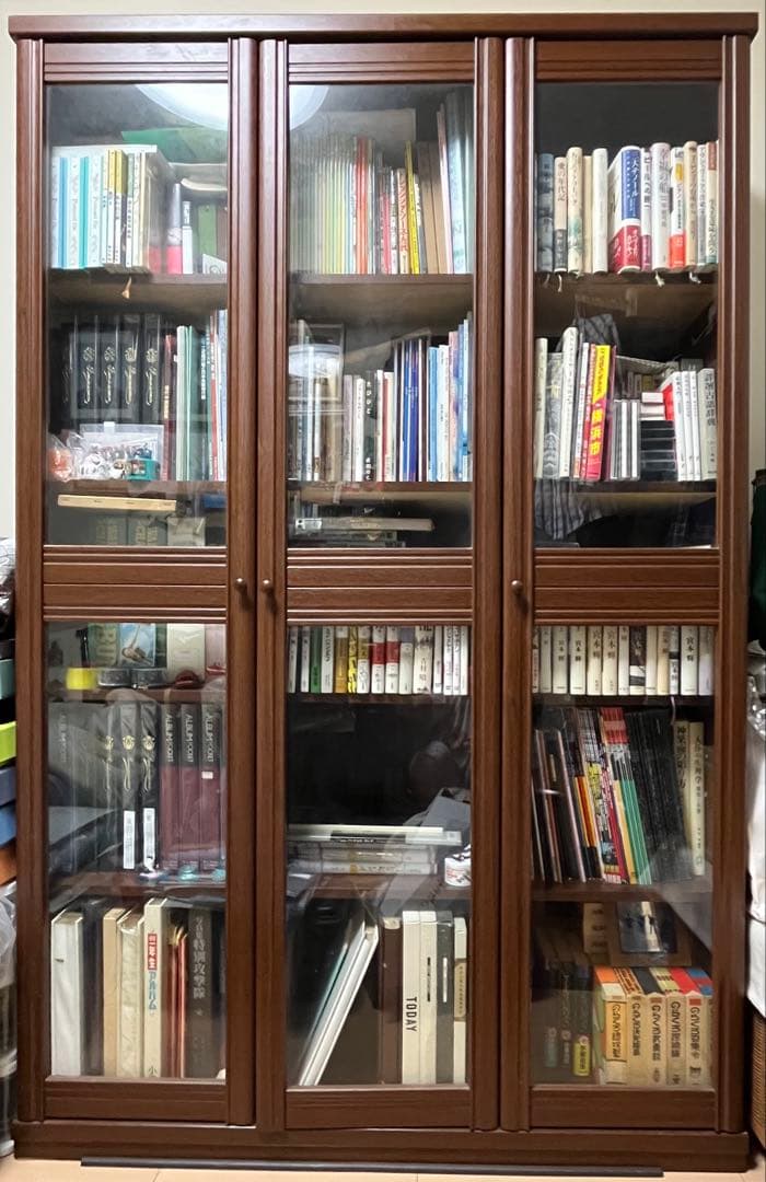 最終・10月末まで❗️ガラス扉付き本棚 ★ブラウン 115×178×33