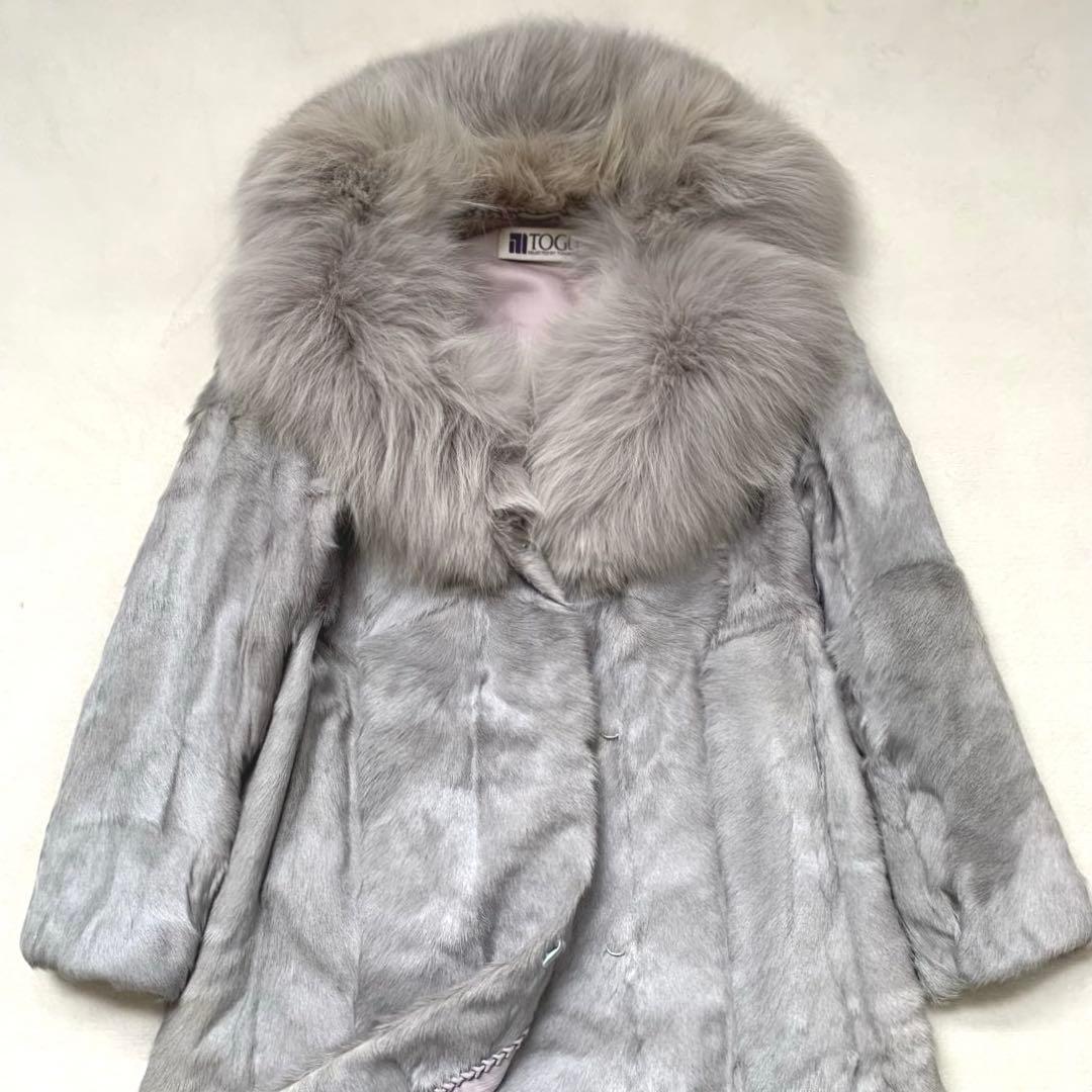 TOGU TOHO MINK ミンク　ロング　コート　ファー　フード　グレー