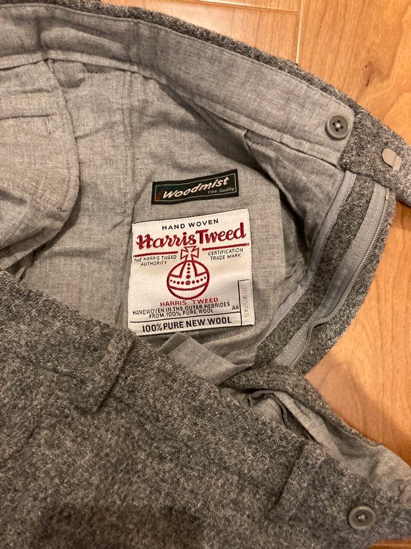 Harris Tweed 100%ウール スラックス グレー