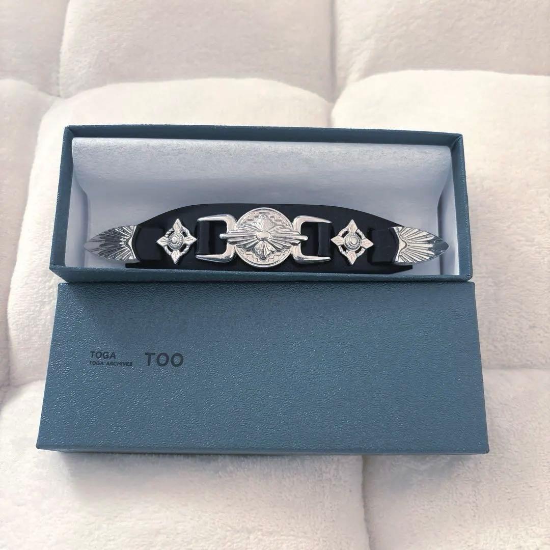 TOGA ブラック ヘアバレッタ　l leather barrette