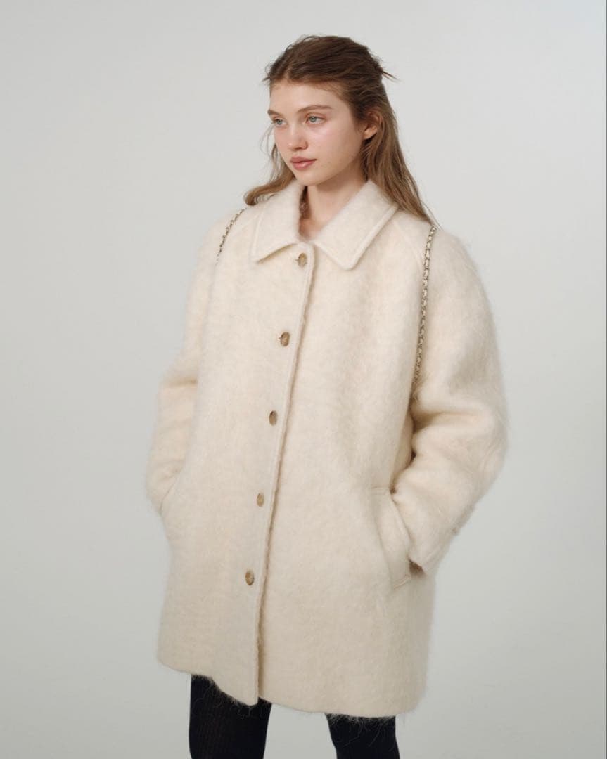 美品　The Barnnet ウール　シャギーコート　ホワイト