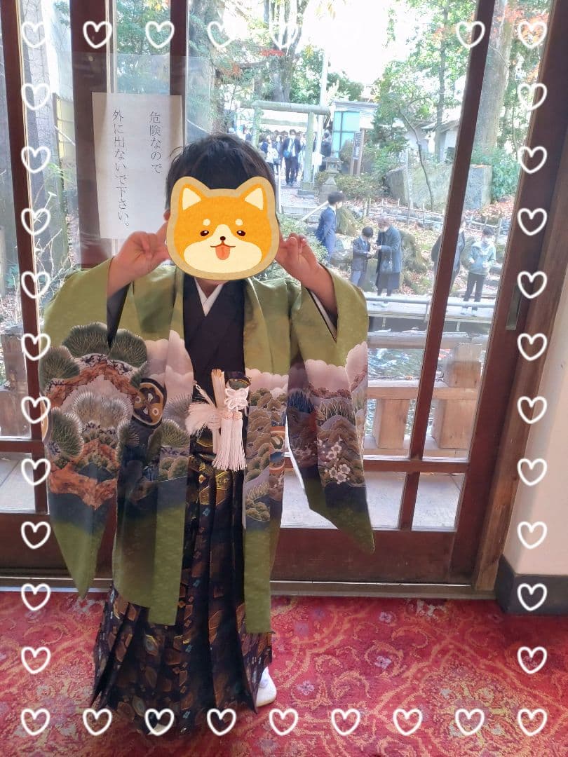 七五三　袴セット　男の子　緑　13点セット