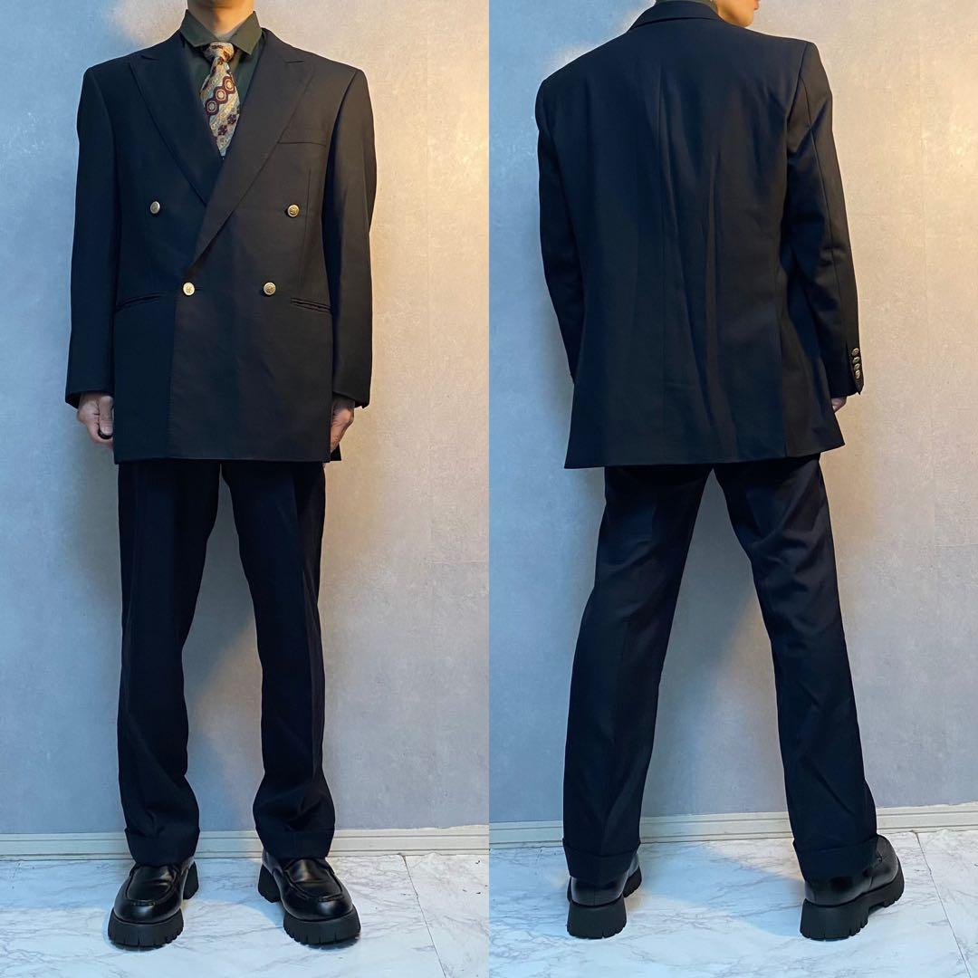 【高級デザイン】Burberry 金ボタン　セットアップ　ダブル　ネイビー