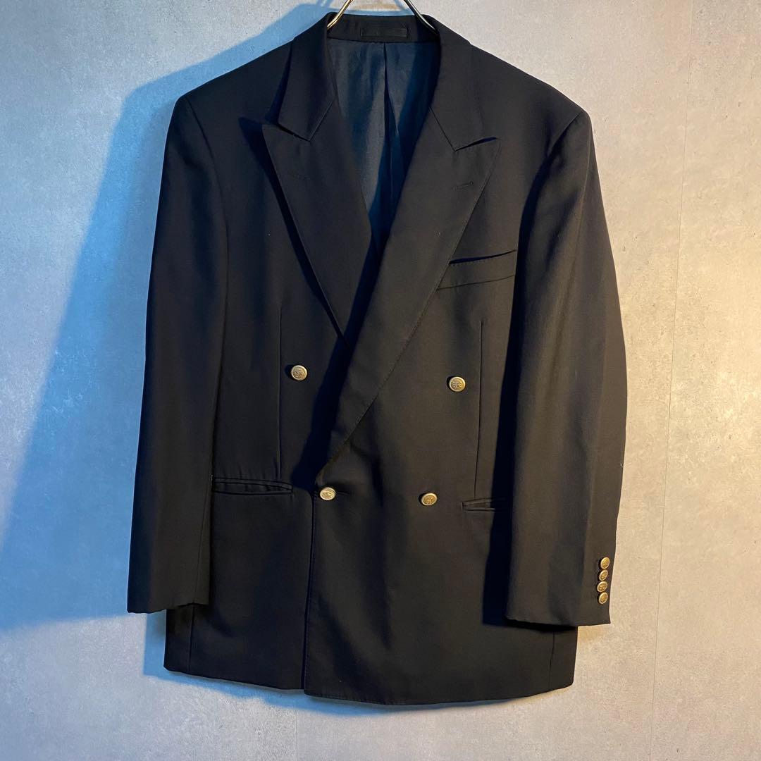 【高級デザイン】Burberry 金ボタン　セットアップ　ダブル　ネイビー