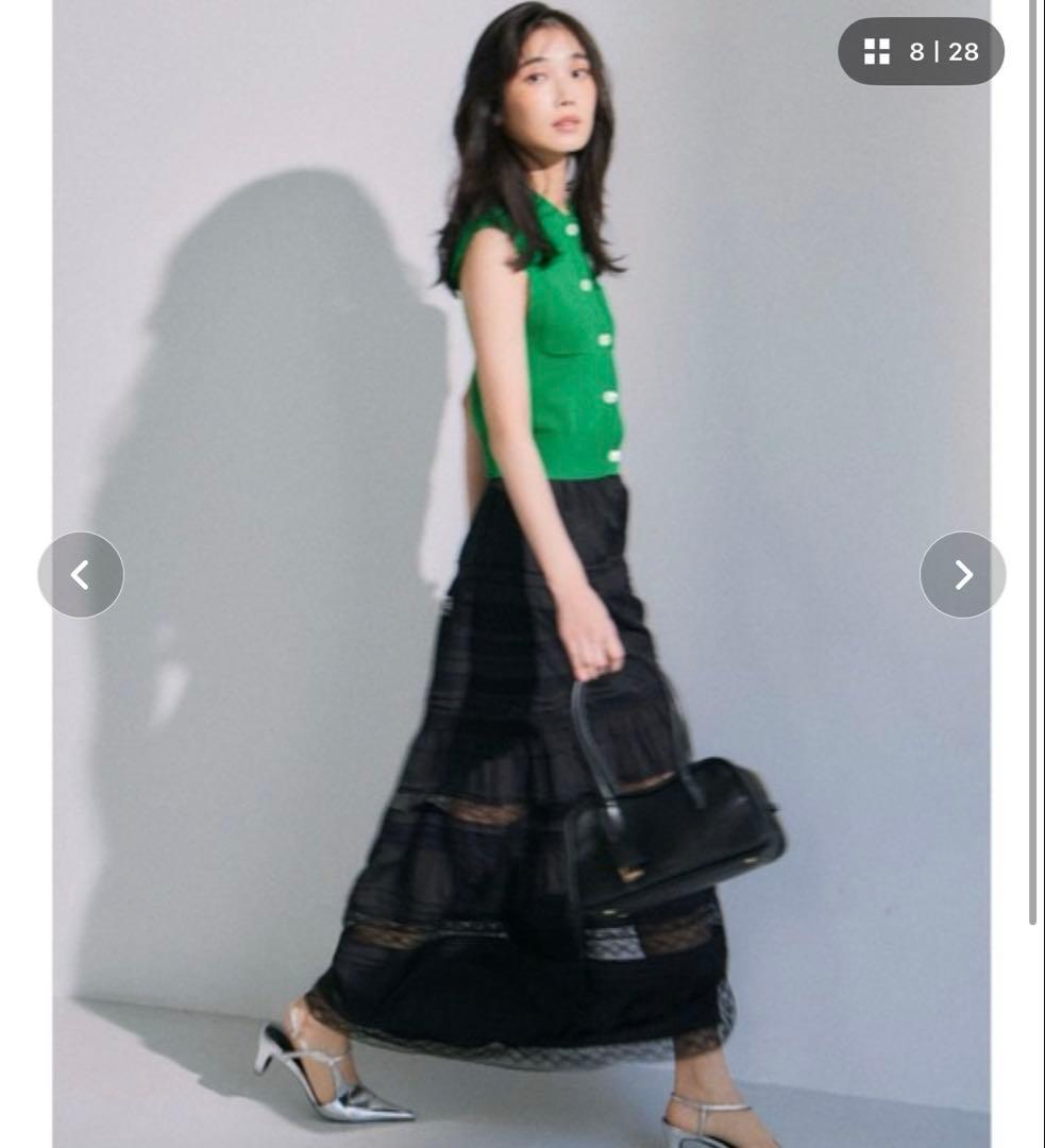 FRAY I.D ポロカラーノースリニットジレ／接触冷感　グリーン