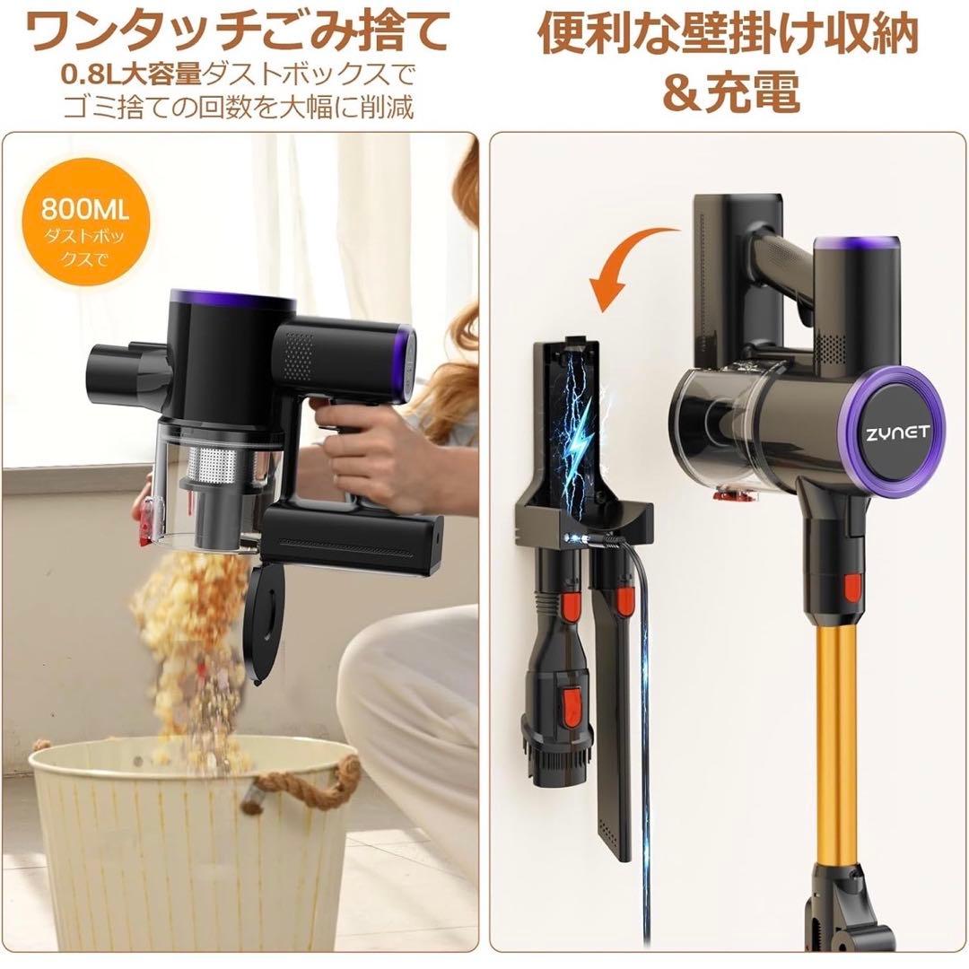 LEDヘッドライト付き✨ 掃除機 コードレス 折り畳み式 サイクロン式 強力吸引