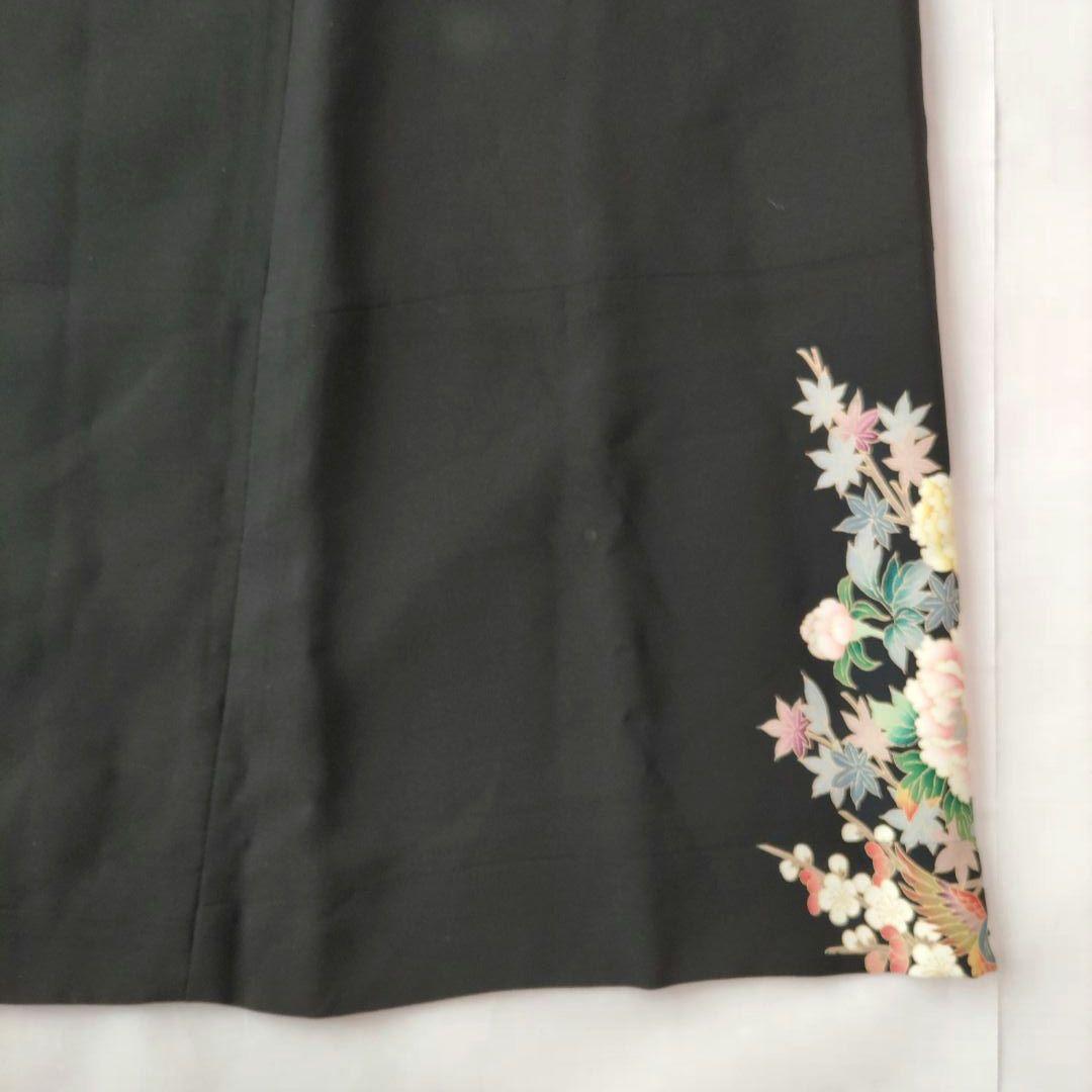 黒留袖リメイク　花鳥柄金刺繍ロングワンピース　ドレス