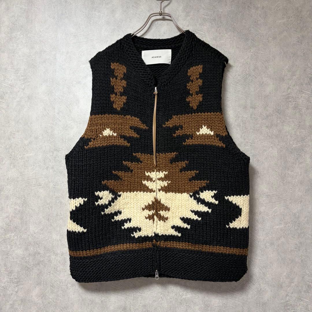 ADAWAS アダワス カウチン ダブル ジップ ベスト ウール 100%