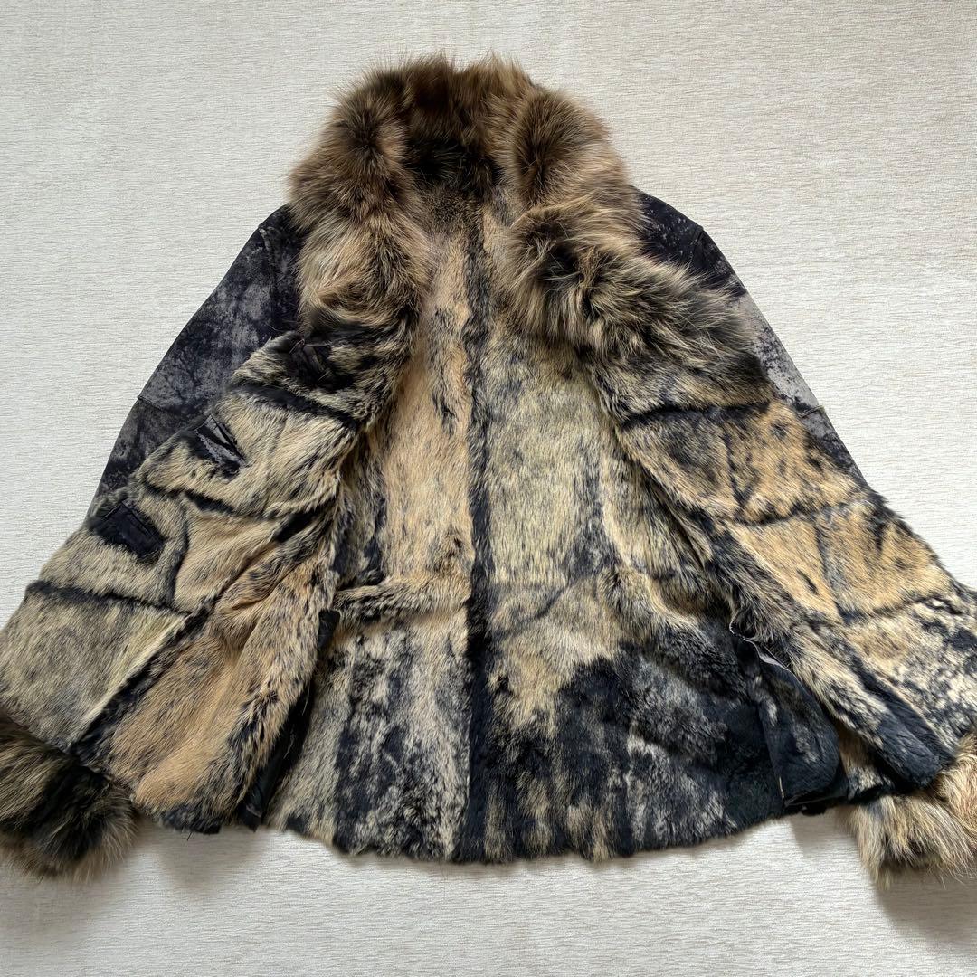 希少 ファーコート　毛皮ジャケット　リアルファー　ブルーフォックス　本革　Y2K