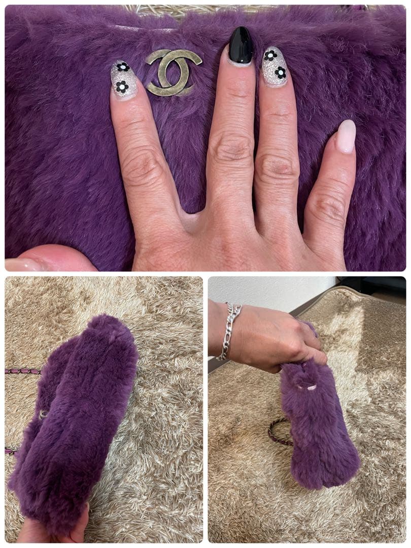 Chanel クラッチバッグ 紫 ファー