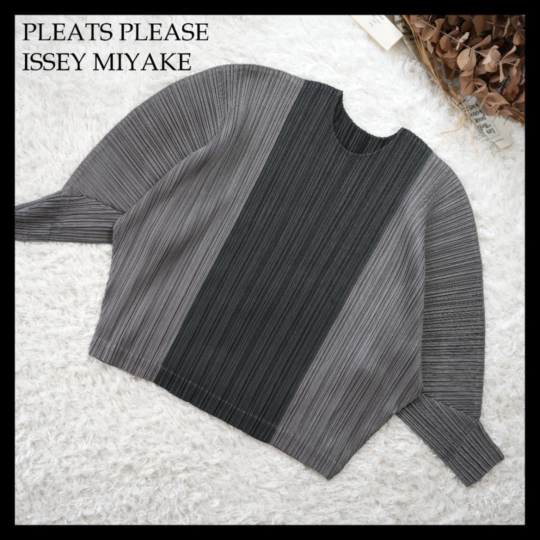 【極美品】プリーツプリーズ　イッセイミヤケ　プリーツトップス　M相当　グレー