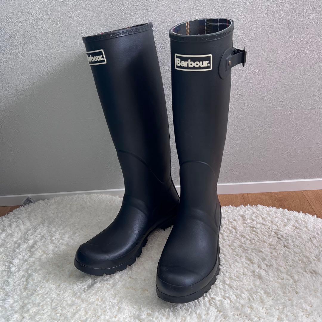 Barbour bebe 長靴 黒 チェック柄 UK6