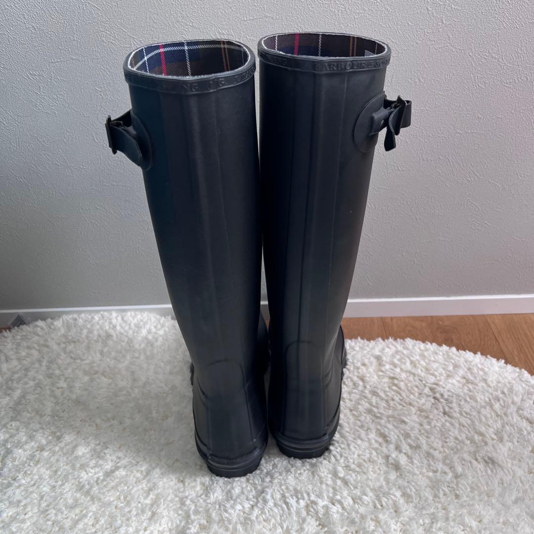 Barbour bebe 長靴 黒 チェック柄 UK6