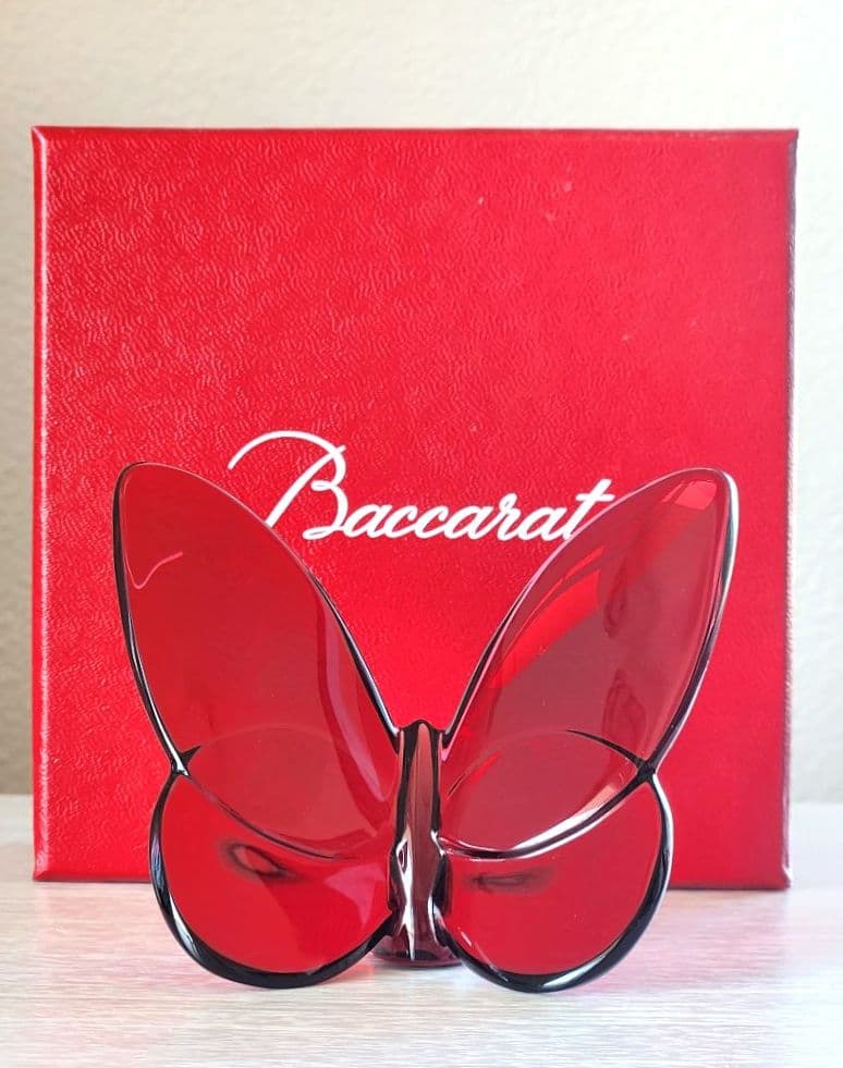 【箱付き美品】バカラ Baccarat ラッキーバタフライ レッド